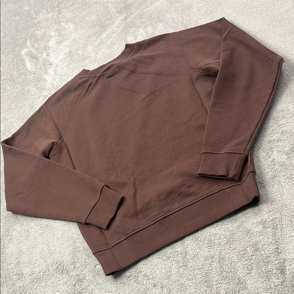 NEW Pact S 100% Organic Cotton Women Brown Carob Downtime Crew Neck Sweater - Picture 9 of 10